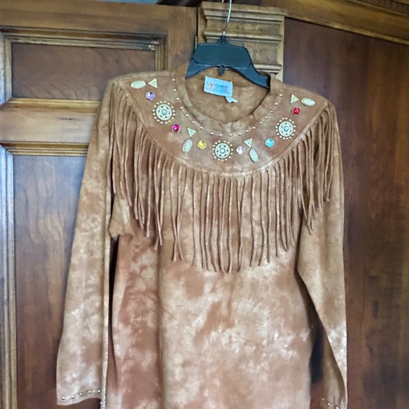 Visage Ladies Fashion  Dye Brown Cotton,Beaded and Fringed at top, with Pants - Picture 13 of 16